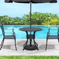 thumbnail image 2 of Outsunny 33-Inch Roud Patio Dining Table with Umbrella Hole, Cast Aluminum Garden Table, All Weather Patio Bisto Table, for Lawn, Garden, Outside, Black, 2 of 10