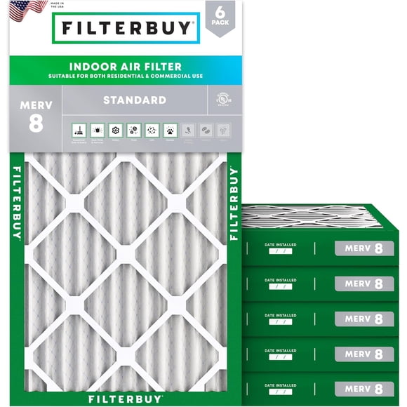 Filterbuy 19x27x2 Air Filter MERV 8 Dust Defense, HVAC AC Furnace Air Filters Replacement (6-Pack)