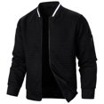 thumbnail image 3 of RXIRUCGD Man Solid Color Zipper Stand Collar Hoodie Coat, Black, Size: L, 3 of 6