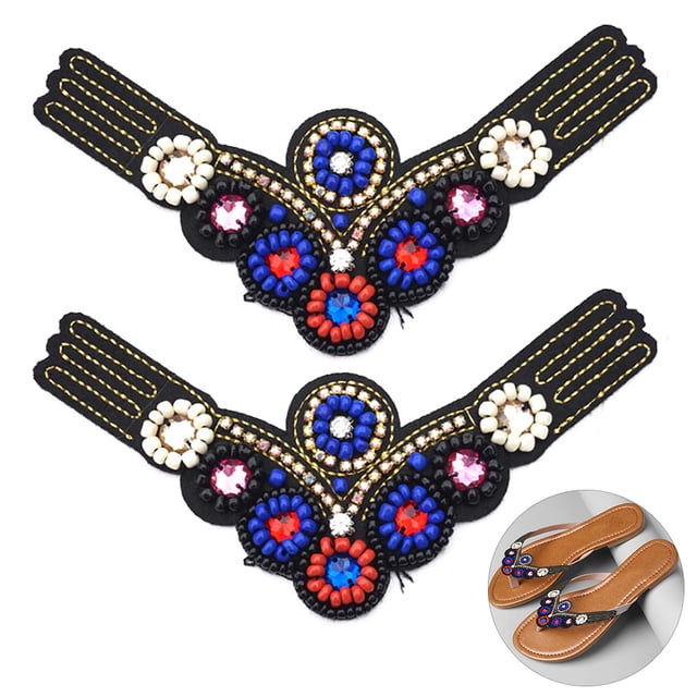 2PCS Shoes Patch Fashion Handmade DIY Shoes Applique Sew on Patch for Sandals