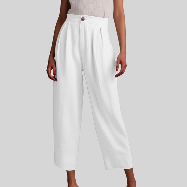 Women's Casual Pants Straight Leg Capri Ankle Length Mid Rise Button Detail for Everyday Comfort and Style in Summer and Fall