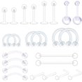 thumbnail image 1 of ORUYROP Clear Nose Rings Studs Clear Piercing Retainer Set Septum Lip Cartilage Tongue Rook Daith Ear Industrial Nipple Belly Clear Piercing Jewelry for Work Surgery, 1 of 2