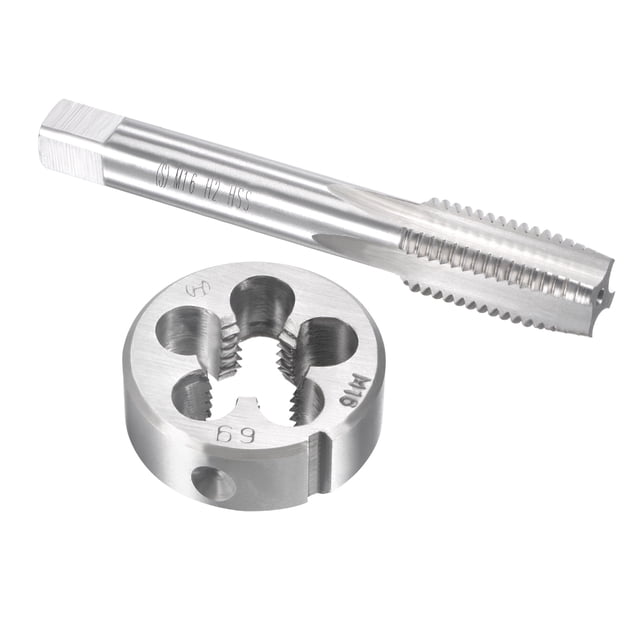 Uxcell M16 x 2 mm Robinet et Matrice Métriques Ensemble Robinet à Filetage de Machine HSS avec Matrice Ronde
