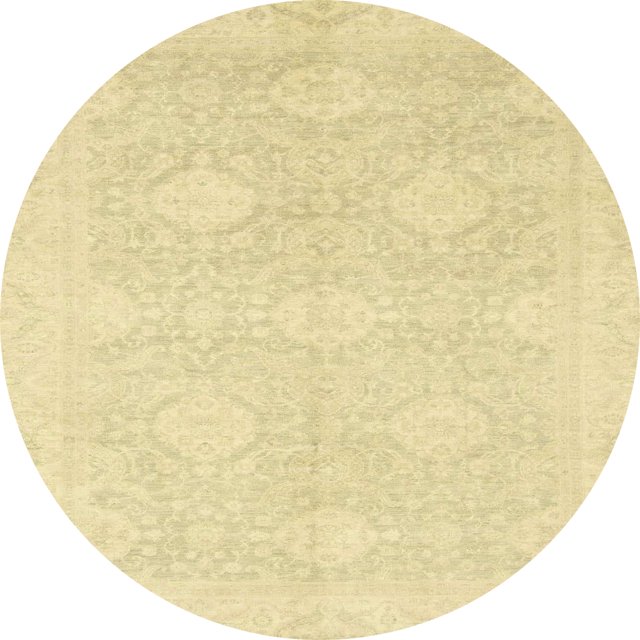 Ahgly Company Indoor Round Abstract Mustard Yellow Oriental Area Rugs, 3' Round