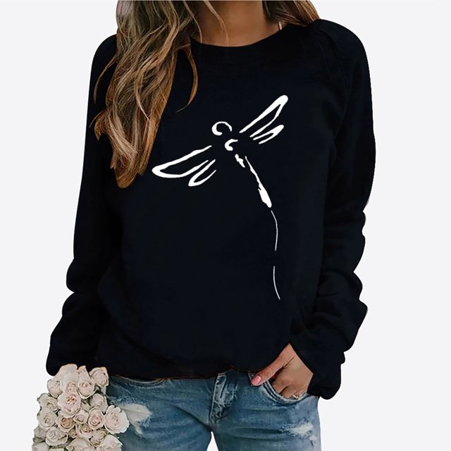 2023 Chandail de Mode pour Femmes 50 % de Rabais Liquidation Hauts pour Femmes Automne Manches Longues chandail Ample Chemise Décontractée Imprimé Poitrine Col Rond Chandails