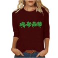 thumbnail image 2 of T-Shirt Ample à Manches Trois-Quarts et Col Rond Imprimé pour la Saint-Patrick pour Femmes, 2 of 6