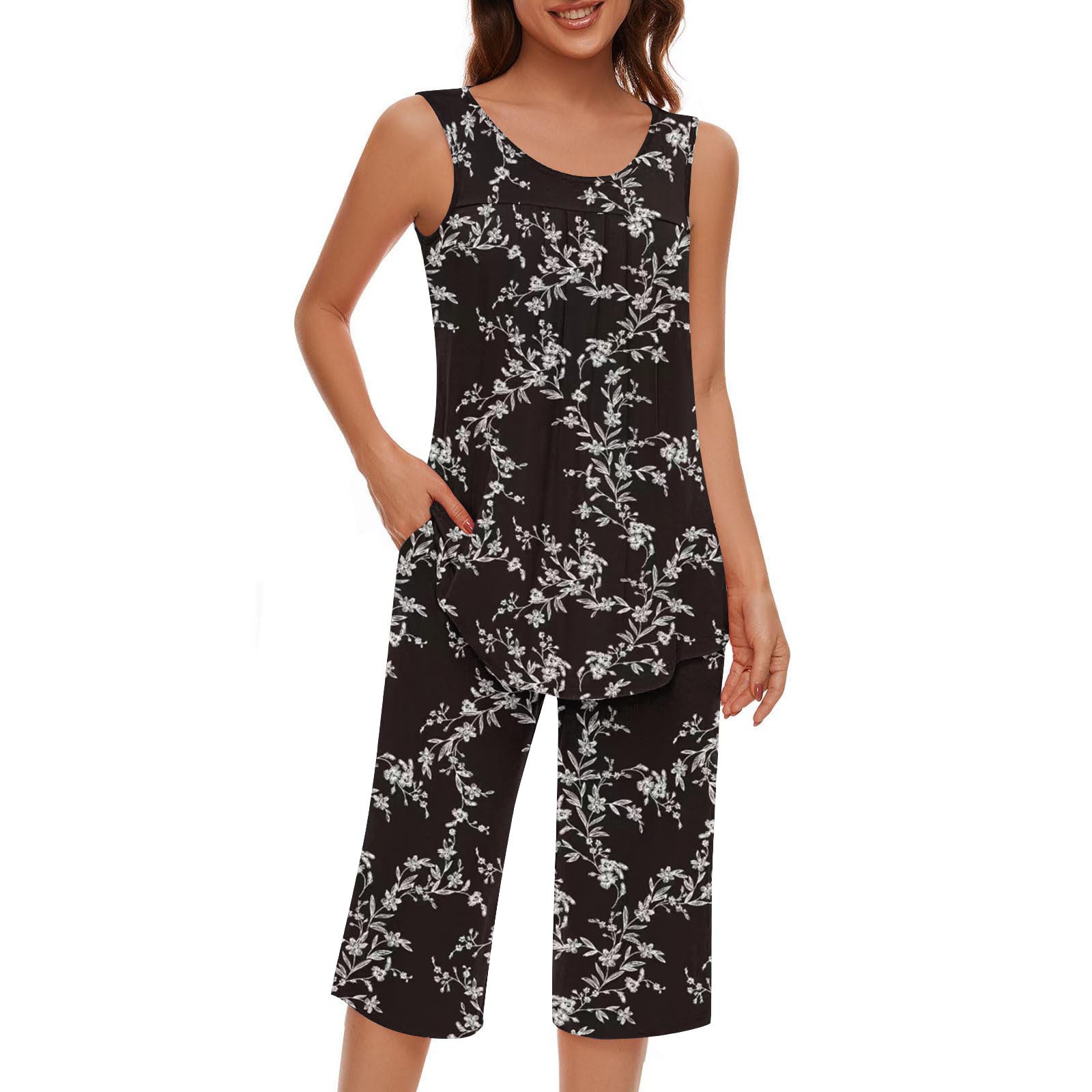 Baikeli Free with Promo Codes Two Piece Outfits for Women Plus Size Suits Striped Tops Drawstring Waist Pants Jogger Sets with Pockets 2 Piece Sets for Women