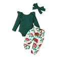 thumbnail image 2 of Yuyuzo Baby Girl Clothes Infant Newborn Ruffle Outfit 2 Piece Fall Winter Spring Ribbed Knit Tops Pants Set Cute Headband, 2 of 7
