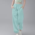 thumbnail image 3 of PMVFHDE Kids Pants Medium And Large Children Casual Girls Solid Color Drawstring Sweatpants,Blue,9-10 Years, 3 of 6