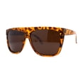 thumbnail image 3 of Mens Classic Flat Top Oversize Gangster Rectangle Plastic Sunglasses Tortoise Brown, 3 of 4