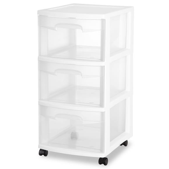 Sterilite 3 Drawer Cart, White