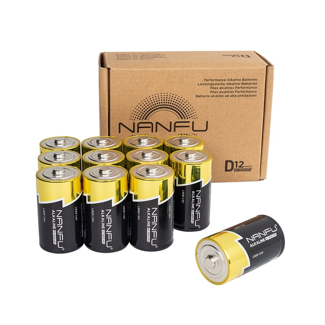 NANFU 12 Pack Alkaline D Cell Batteries for Household & Business