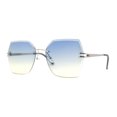 thumbnail image 1 of Womens Geometric Butterfly Rimless Oceanic Lens Chic Sunglasses Silver Blue Yellow, 1 of 4