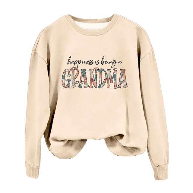 GZWYHT Grande Vente! Chandails à Capuchon pour Femmes, Chandails à Capuchon Graphiques, Chandail de Grand-Maman pour Femmes Automne Chandails à Col Rond Sans Capuchon le Bonheur, C'est d'Être une Grand-Maman, Tenues d'Automne, Vêtements d'Automne Beige P