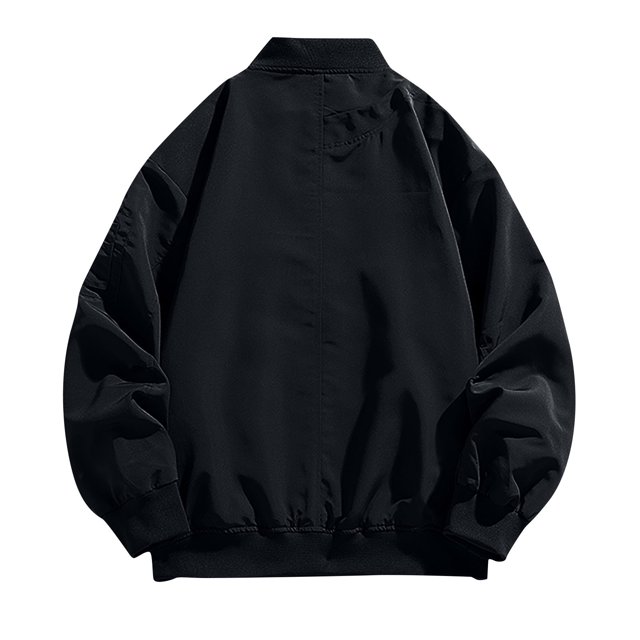 RXIRUCGD Men's Solid Color Zipper Pocket Thin Jacket Coat, Black, Size: L
