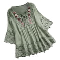 thumbnail image 2 of TIMIFIS T-Shirt pour Femmes à Col Rond, Manches Courtes 3/4, Imprimé Floral, Ourlet Asymétrique, 2 of 5