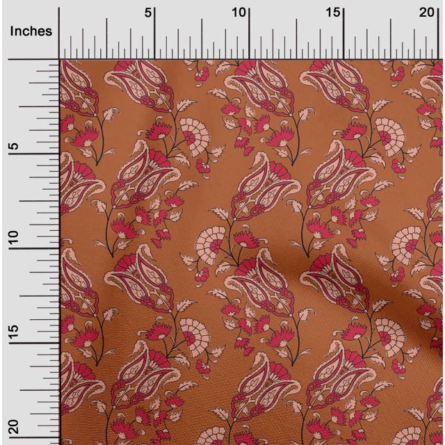 oneOone Cotton Flex Fabric Leaves|Floral & Paisley Block Print Sewing Fabric BTY 40 Inch Wide