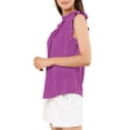 thumbnail image 4 of INSPIRE CHIC Blouse Sans Manches pour Femme, à Volants, Plissée, Blouse CHIC pour le Travail, S Fuchsia, 4 of 7