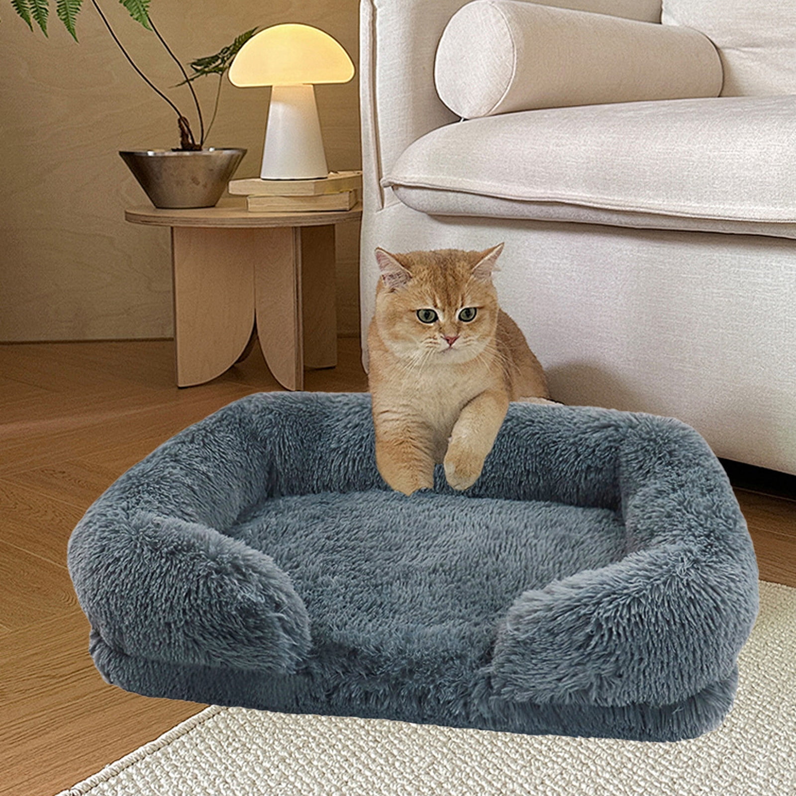 Zonao Clearance Calming Dog Cats Bed Cuddler Warming Cozy Soft Bed Fluffys Faux Furs Plush Cushion Bed for Small Medium Dogs and Cats