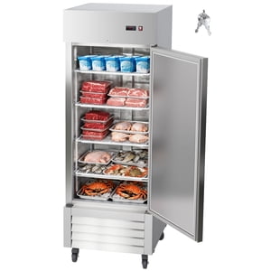 KFFKFF Commercial Reach-In Congélateur 29" W, 22 Congelateur droit en acier inoxydable Cu.Ft avec porte simple, auto-défrost, 4 Tablettes réglables