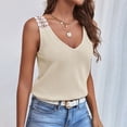 thumbnail image 4 of Birdeem Mode Femmes Décontracté Col en V Sans Manches Dentelle T-Shirt Uni Blouse, 4 of 12