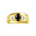 thumbnail image 1 of RYLOS Men's Rings 14K Yellow Gold Classic 7X5MM Oval Gemstone & Diamond Ring Onyx October Birthstone Rings For Men, Gold Rings Size 10, 1 of 7