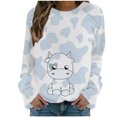 thumbnail image 1 of Pompotops Chemises pour Femmes Col Rond Imprimé Manches Longues Hauts Imprimés Blouse Régulière Liquidation, 1 of 5