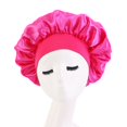 thumbnail image 2 of Fashion Women Beading Braid Hat Muslim Ruffle Cancer Wrap Cap Sleep Caps Satin Lined Hair Bonnets, 2 of 2
