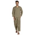 thumbnail image 1 of Inkmeso Ensemble de Pyjama Classique Uni en Coton, Pyjama Boutonné pour Hommes, 2 Pcs, Tenue de Nuit, 1 of 7