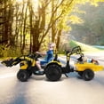 thumbnail image 3 of Gymax 3-in-1 Kids Ride On Excavator Bulldozer 12V Electric Tractor Remote w/ Trailer Yellow, 3 of 10