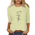 thumbnail image 2 of Jsaierl Chemises Foi de Jésus pour Femmes Croix Chrétienne Graphique Manches 3/4 Hauts Décontractés Col Rond Blouses Tuniques Classiques Tendance, 2 of 5