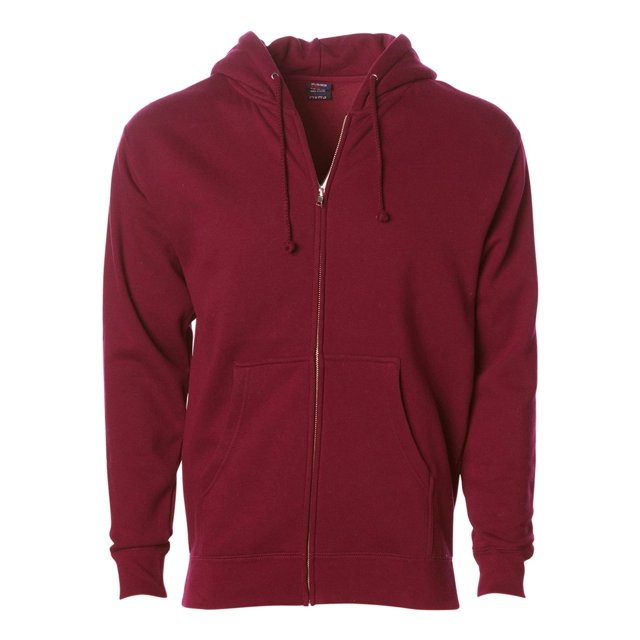Independent Trading Co. Heavyweight Full-Zip Hooded Sweatshirt, XS, Cardinal
