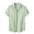thumbnail image 1 of TopLLC Polos pour Hommes à Rayures à Manches Courtes Style Hawaïen Tropical Coupe Régulière Chemises en Coton à Boutons, 1 of 8