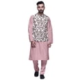 thumbnail image 1 of Atasi Kurta Pyjama Traditionnel Uni à Col Mandarin avec Ensemble de Veste Imprimée, 1 of 3