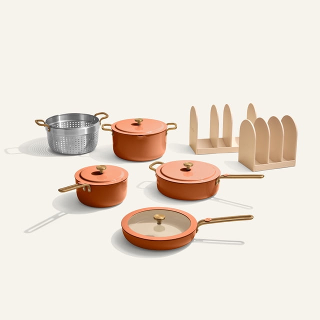Our Place Essentials Cookware Set (11 piece) A non-toxic nonstick set with organized storage Terracotta