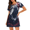 thumbnail image 1 of Sikiie Bulldog avec Imprimé Drapeau de Forêt Chemise de Nuit à Manches Courtes pour Femmes, Col Rond, Pyjama d'Été pour la Maison, 1 of 6