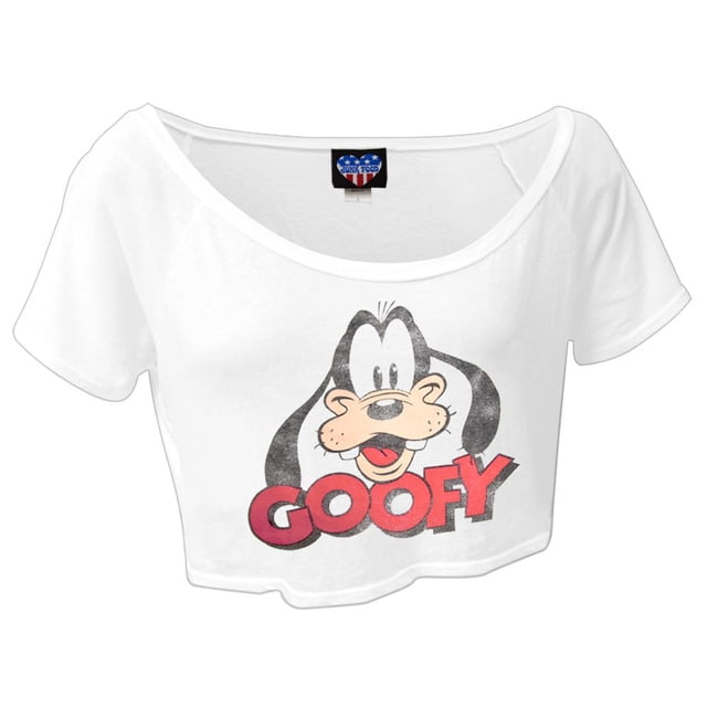 Goofy - T-Shirt Demi-Col Rond pour Juniors à Tête Usée