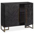 thumbnail image 4 of Bouclair Black Two-Door Chevron Veneer and Metal Buffet, 4 of 7