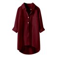 thumbnail image 2 of Weiqiqre Womens Spring Tops Oversized Linen Shirts Blouses Tops Long Sleeve High Low Button Up Shirts, 2 of 4