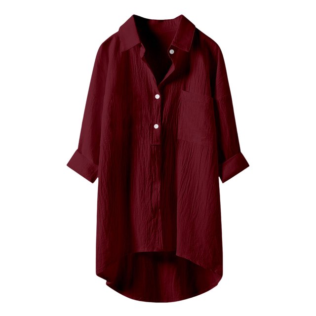 Liquidation! Hauts Grande Taille pour Femmes, Blouse à Manches Courtes d'Été pour Femmes, Blouse Décontractée Unie avec Poches, Col Rabattu, Mode Été