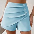 thumbnail image 2 of Timegard Shorts for Women High Waist Ruched Button Comfy Solid Color Casual Shorts Summer Fashion, 2 of 4