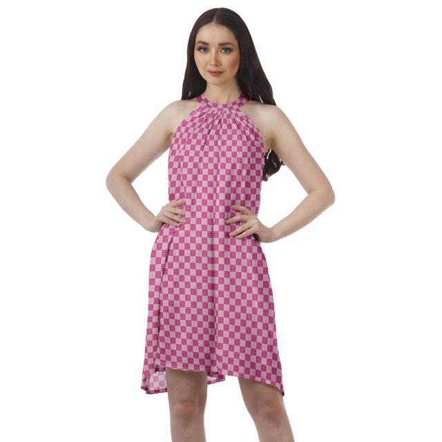 Moomaya Robes à Col Licou Imprimées pour Femmes, Tunique Sans Manches à Col Montant, Vêtements pour Femmes