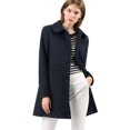 thumbnail image 3 of INSPIRE CHIC Women's Winter Single Breasted Mid Length Outerwear Overcoat Blue M, 3 of 8