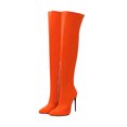 thumbnail image 3 of Woobling Women Slip Resistant Thigh High Boot Work Tall Comfortable Heels Orange Red 8, 3 of 9