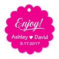 thumbnail image 1 of 100 PCS Enjoy! Customized Scallop Edges Hang Tags Personalized Wedding Favor Gift Paper Tags, 1 of 1