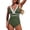 Army Green, variant on One Piece Swimsuit for Women Tummy V-Neck Bathing Suit Push up Swimwear with Adjustable Strap Blue S