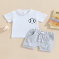 thumbnail image 3 of 2Pcs Infant Baby Boy Summer Clothes Sets Outfits Short Sleeve Baseball Print Tops + Shorts Set, 3 of 9