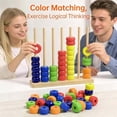 thumbnail image 1 of HCBY Family Game Night Color Stacking Challenge, 2-Player Competitive Puzzle with Wooden Stand, Educational Toy for Color Matching Sequencing, Compact Tabletop Game with 60 Colorful Rings, 1 of 7