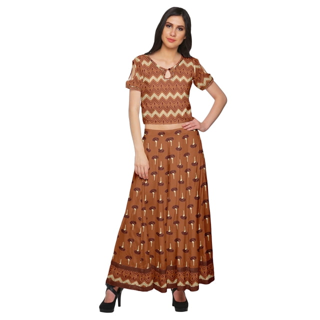 Moomaya Crop Top And Palazzo Set Party Wear Printed Santoon Ethnic Set For Girl