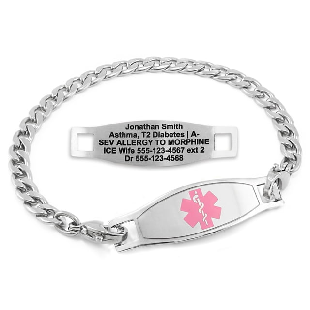 MedicEngraved Stainless Steel Custom Medical Alert Bracelet - 5mm Curb Link